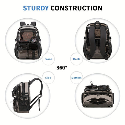Student Schoolbag - Leisure Transparent Backpack - Pure Color - Large Capacity - Travel - Double Shoulder Bag - Suitable for Stadiums, Schools, Concerts - Men's And Women's  Double Shoulder Bag