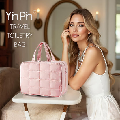 YinPin Travel Toiletry Bag, Hanging Travel Toiletry Bag with Jewelry Organizer Compartment Large Makeup Bag, PVC High Quality Cosmetic Travel Bag Trips Camping Bathroom