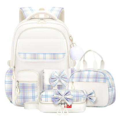 3pcs Bow-Tie School Backpack Tote Storage Bag Set | Large-Capacity Multi-Functional Storage Backpack with 15. 6-inch Laptop and Tablet Compartments, Smooth Zippers, Lightweight, Ideal for Teens' Daily Commute and Back-to-School, for Teenager