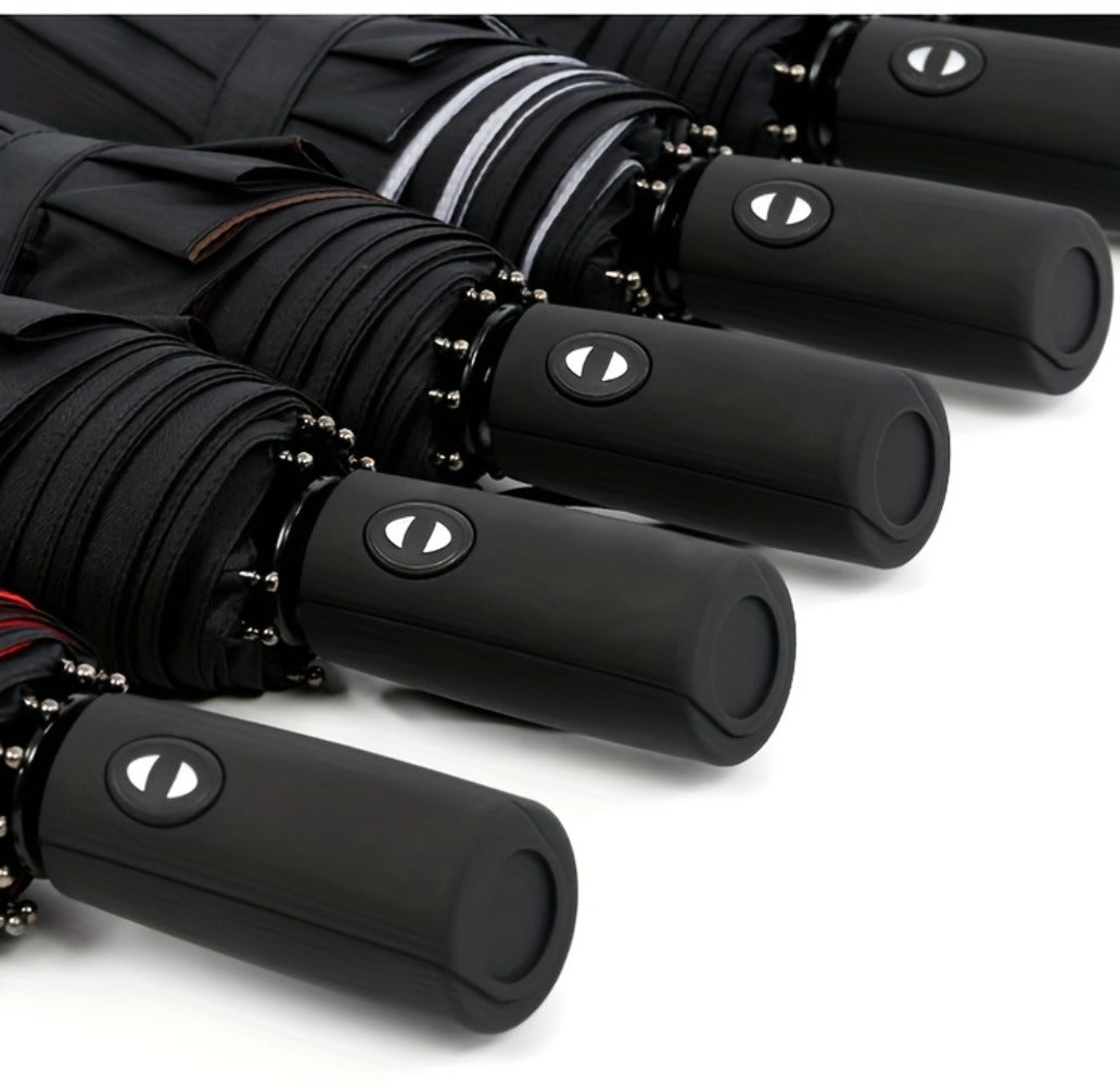 Three-Fold Automatic Folding Windproof Umbrella, Men And Women Increased Reinforcement Thickened Two-Person Business Sunny And Dual-Purpose Umbrella