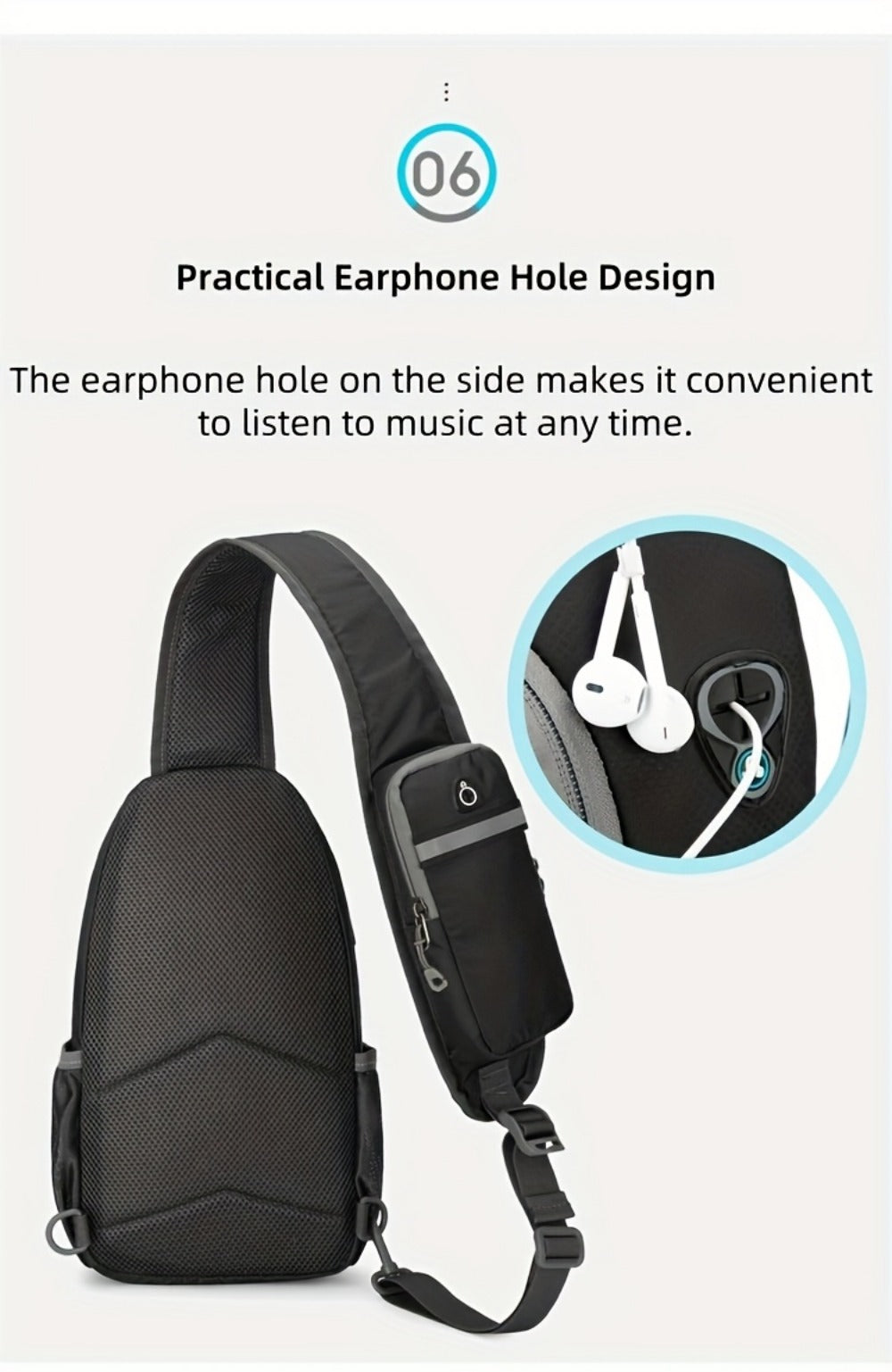 Sling Bag – Nylon, Large Capacity, Adjustable Strap, Multi Pocket | Bag Vero – detail view 30