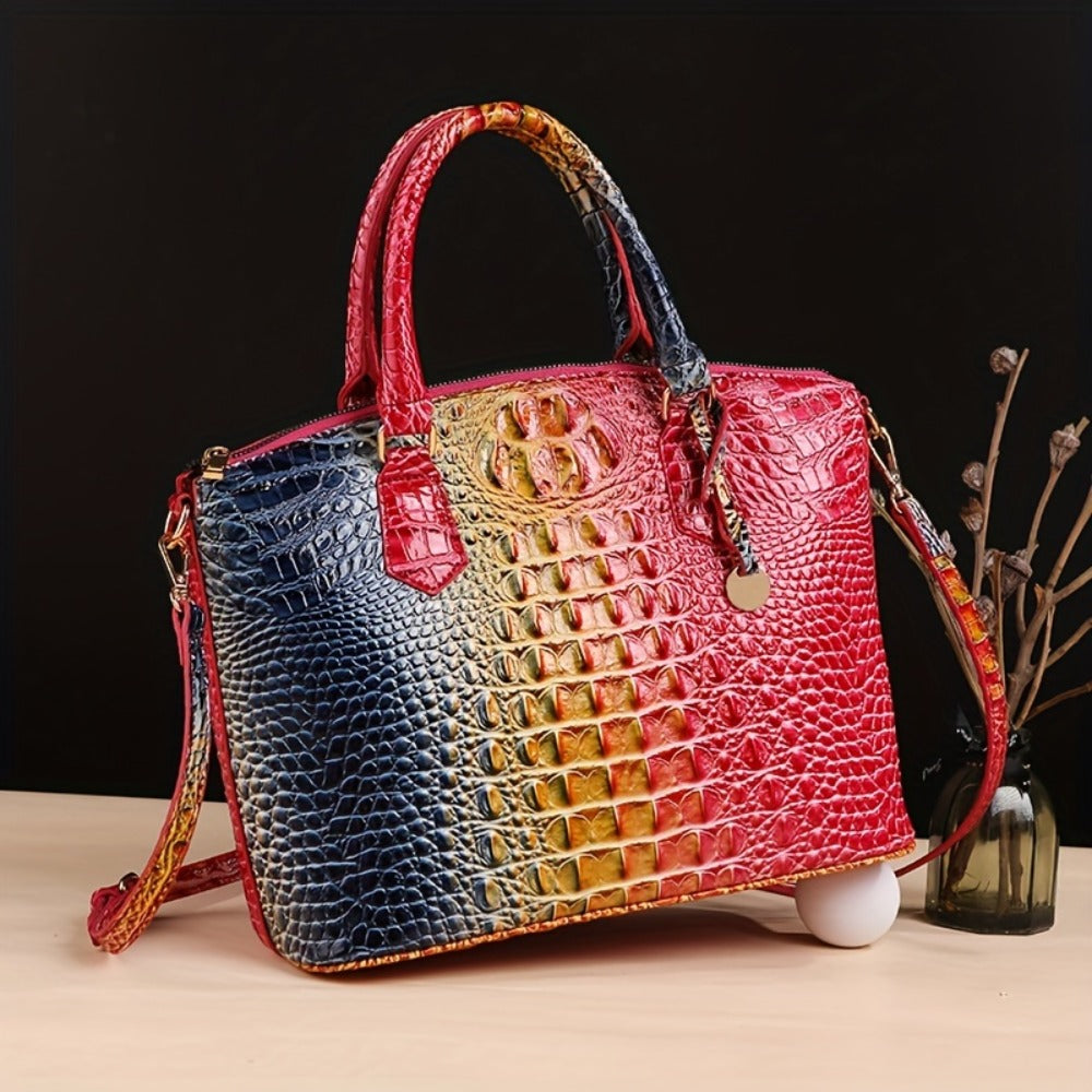 Women's fashion high-end handbag cross-body women's bag color crocodile pattern handbag women's work handbag cross-body bag