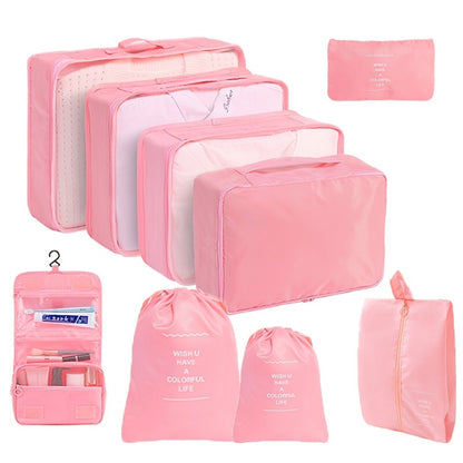 The 8/9pcs Set Includes A Hook Design, Suitable For Multiple Scenarios. It Can Be Hung On Backpacks And Hangers During Business Trips Or Travels Without Taking Up Space. In Student Dormitories, Hanging Items On Bed Frames Or Wardrobes Saves Space.