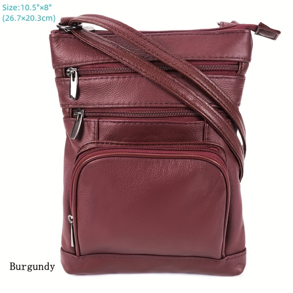 Genuine Leather Shoulder Bag, Adjustable Shoulder Strap Messenger Bag, Fashionable Handheld Design, Multifunctional Smartphone Storage Bag