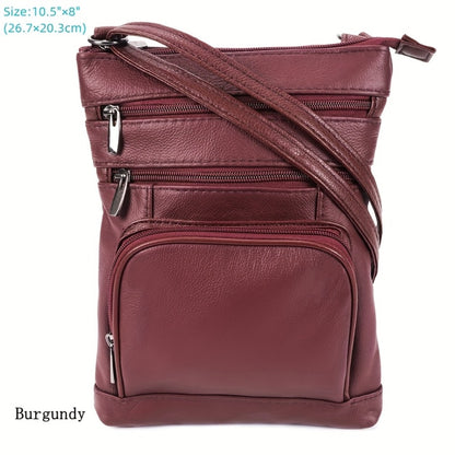 Genuine Leather Shoulder Bag, Adjustable Shoulder Strap Messenger Bag, Fashionable Handheld Design, Multifunctional Smartphone Storage Bag