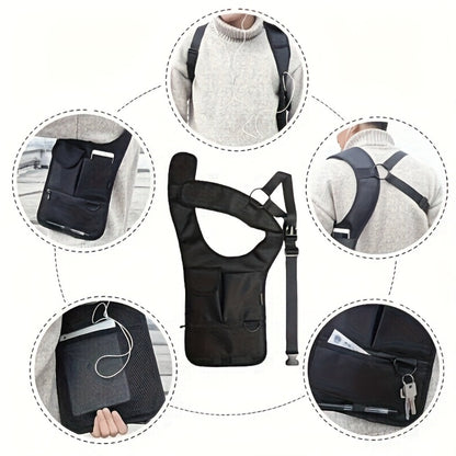 Anti-Theft Concealed Backpack Men'S Sleek Underarm Bag - Anti-Theft, Dual-Shoulder Design with Hidden Compartments for Phone & Essentials, Breathable Mesh Back, Perfect for Daily Use