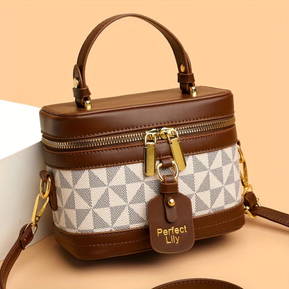 Women'S Fashion Letter Print Lightweight Daily Crossbody Bag | Minimalist Design, Random Fabric Print, Removable Shoulder Strap, Zipper Closure, Suitable for Daily Use, Portable Cosmetics And Skincare Organizer, Women'S Travel Toiletry Bag