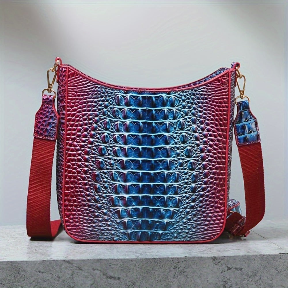 Trendy Crossbody Bag with Crocodile Pattern - Premium Bucket And Coin Purse Style - Multi-Purpose Shoulder Bag Suitable for Any Event