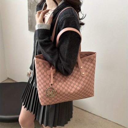 Light Luxury, Minimalist, Fashionable, High-End Texture, Design Sense, Tote Bag, Women'S Retro Checkered Pattern, Large Capacity Shoulder Bag