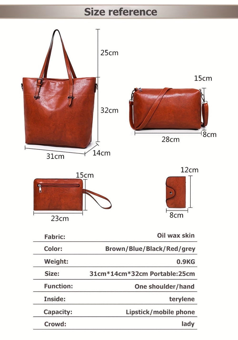 4pcs Retro Women'S Tote Bag, Elegant Pu- Crossbody Bag, Handbag, Shoulder Bag, Wallet, Suitable for Shopping And Dating