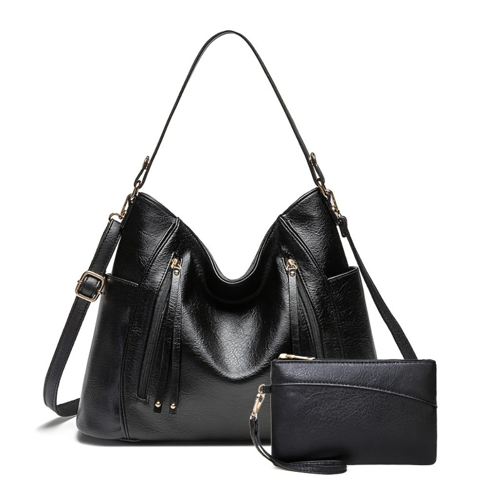 Women's Large Capacity Vintage Crossbody Bag with Detachable Strap - Zipper Closure Handbag Suitable for, Travel, Everyday Use - & -Care (Not Machine Washable) - Purse