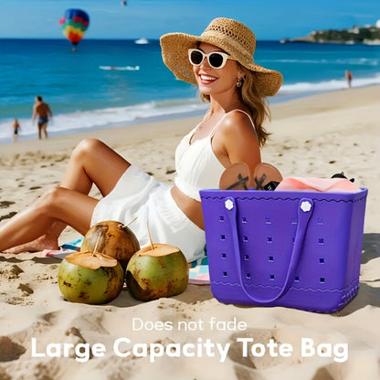 [Beach Essentials Gift] New Spring EVA Tote Bag High Quality Beach Bag, Spill-Proof, Easy to Clean Sturdy And Durable Tote Bag Extra-Large Capacity for Shopping, Travel, Parties, Outdoor Activities, Beach Essentials Perfect New Year Gift for Loved Ones An