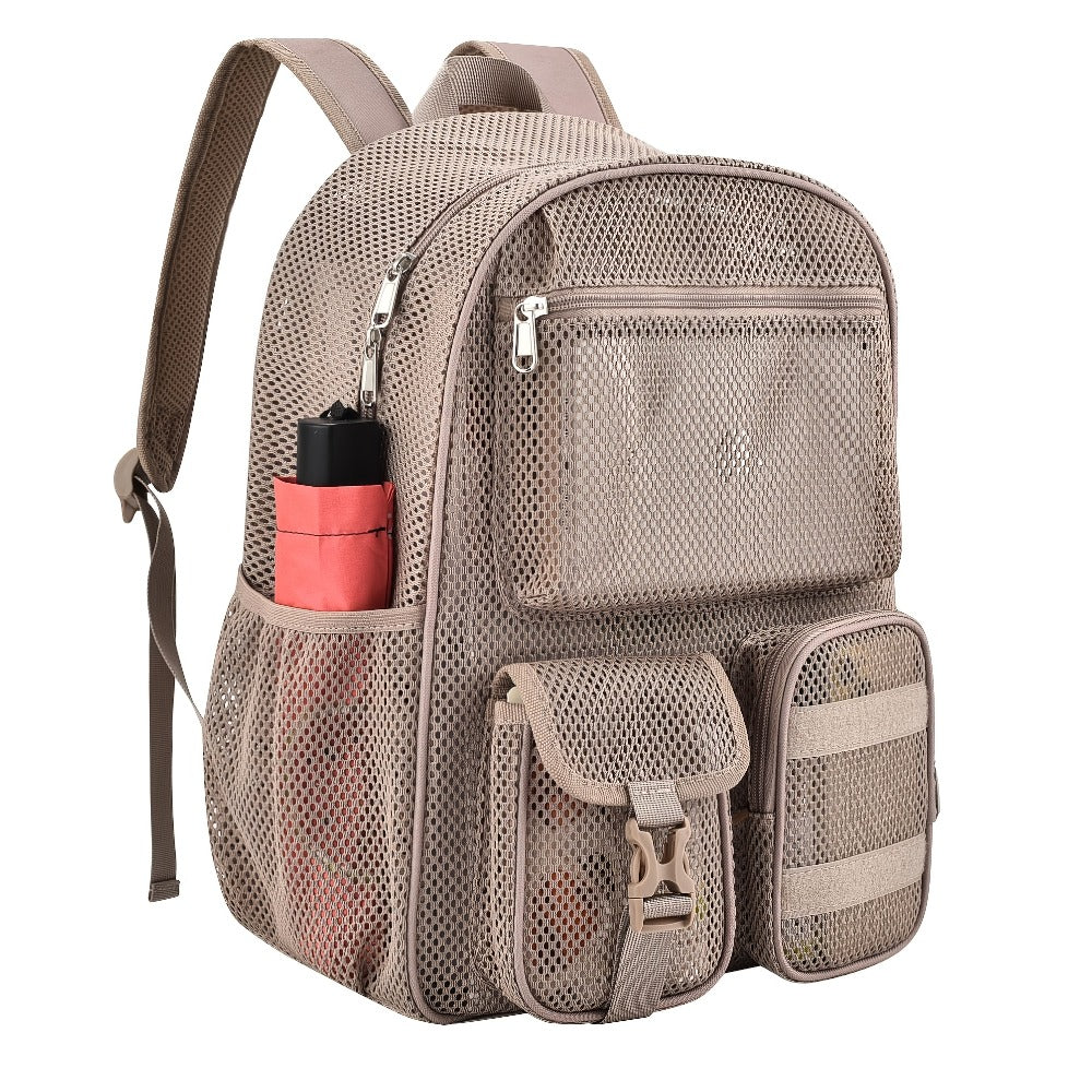 Unisex Mesh Bag, High-Strength Polymer Material, Built-in Laptop Compartment, Light & Breathable, Ideal for Students, Adults, Hiking, Travel & Beach