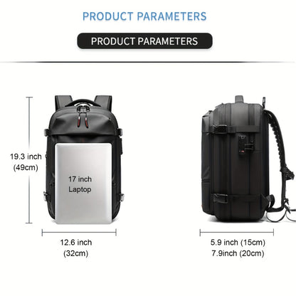 Somago Vacpack Backpack, 15.85gal Expandable Backpack with Vacuum Compression, TSA Lock Laptop Backpack Fit for 16 Inch PC with Air Pump, Anti Theft Travel Vacuum Backpack Space Saver Backpack