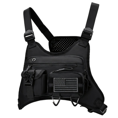 A Men's Multi Style Sports Chest Bag with Hollowed Out Design Tactical Backpack, Suitable for Multiple Scenarios
