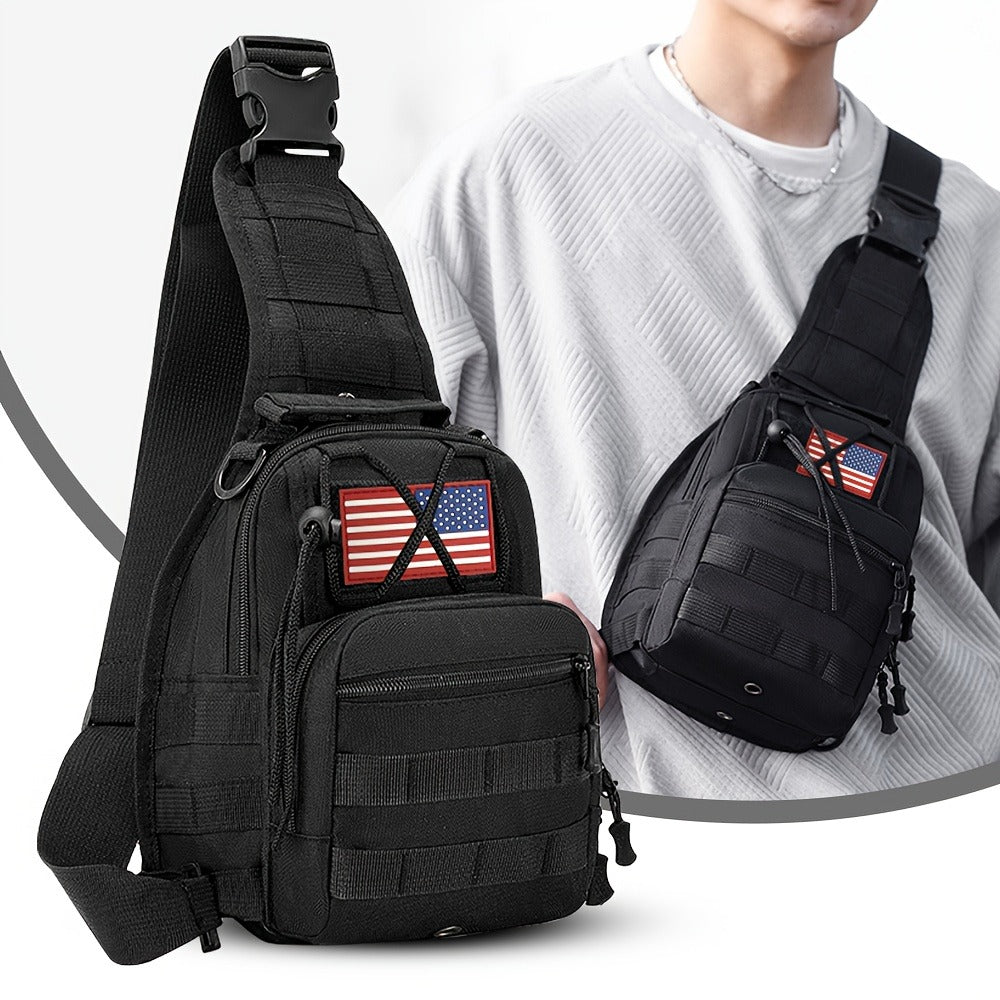 Men's Chest Bag, Durable Oxford Cloth, for Camping, Outdoor Travel, and Cycling, Crossbody Bag with Phone Pocket, Outdoor Leisure Single-Pack Backpack