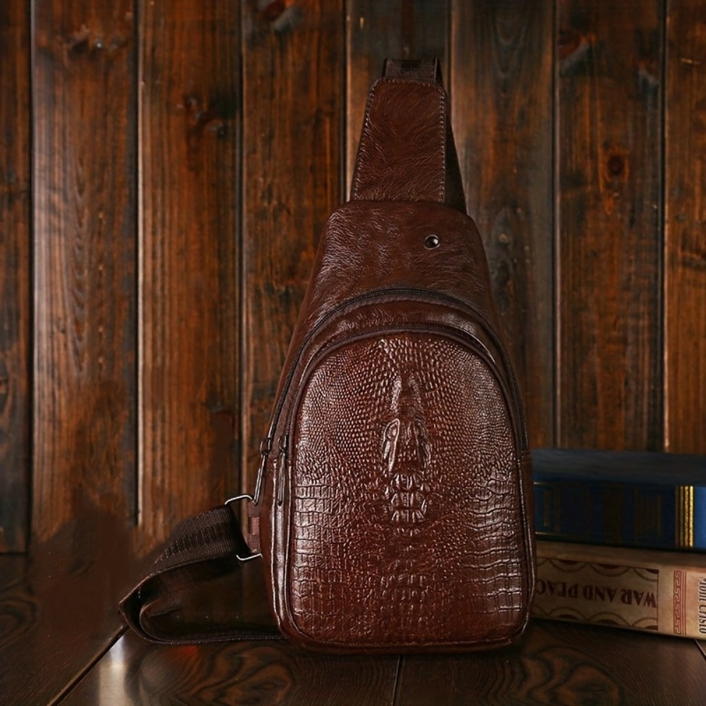 Sling Bag – for Travel & Everyday Use, Crocodile Pattern Chest Earphone Hole | Bag Vero – detail view 6