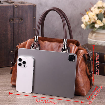 Women's Retro Flower Embossed Tote Bag, Gradual Change of Color, Large-Capacity Satchel Hand Bag, Suitable for Commuting and Gathering