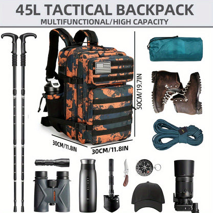 Hiking Backpack 3 Days Pack Bag Large Rucksack with Molle System for Hiking Cycling Skiing Camping Climbing