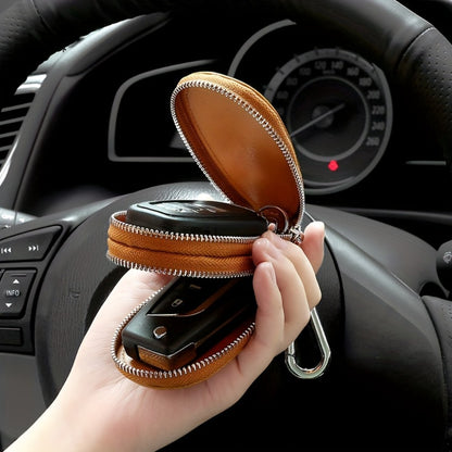 A Multifunctional Double-Layer Car Key Pouch for Men, Featuring a Retro Leather Design, Smart Folding Key Protection, And a Stylish Business Wallet