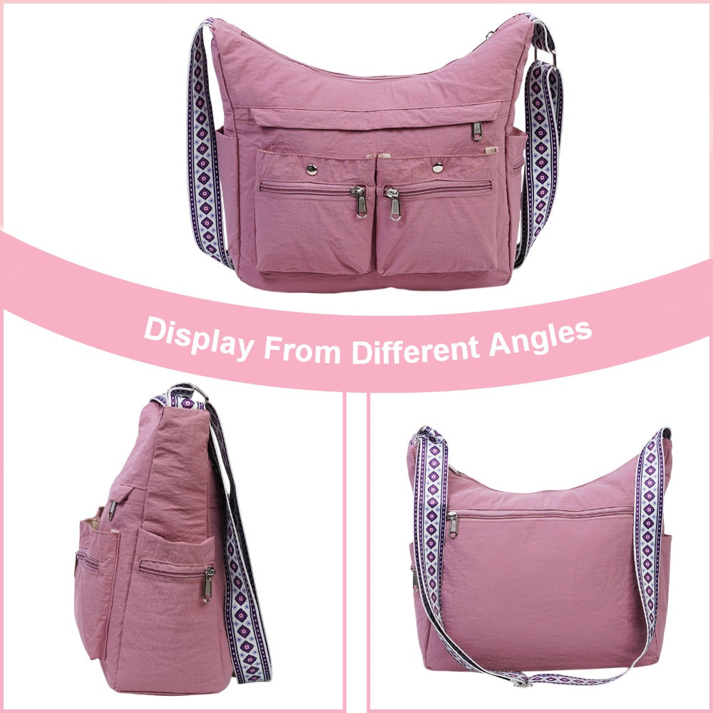 Nylon Crossbody Bag Set (2PCS) for Women and Men– Lightweight Waterproof Multi-Pocket Shoulder Bags, Lightweight Travel Purses, Casual Messenger Handbags for Daily Use, Work, Shopping, Outdoor
