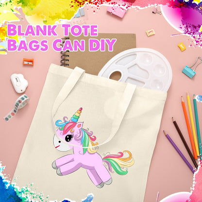 24pcs Home Decor Gifts Party Pack Tote Bags, Blank Plain Bag Lightweight Reusable Grocery Shopping Cloth Bags with Handles for DIY Crafting And Decorating, 13 Inch W X 15 Inch H