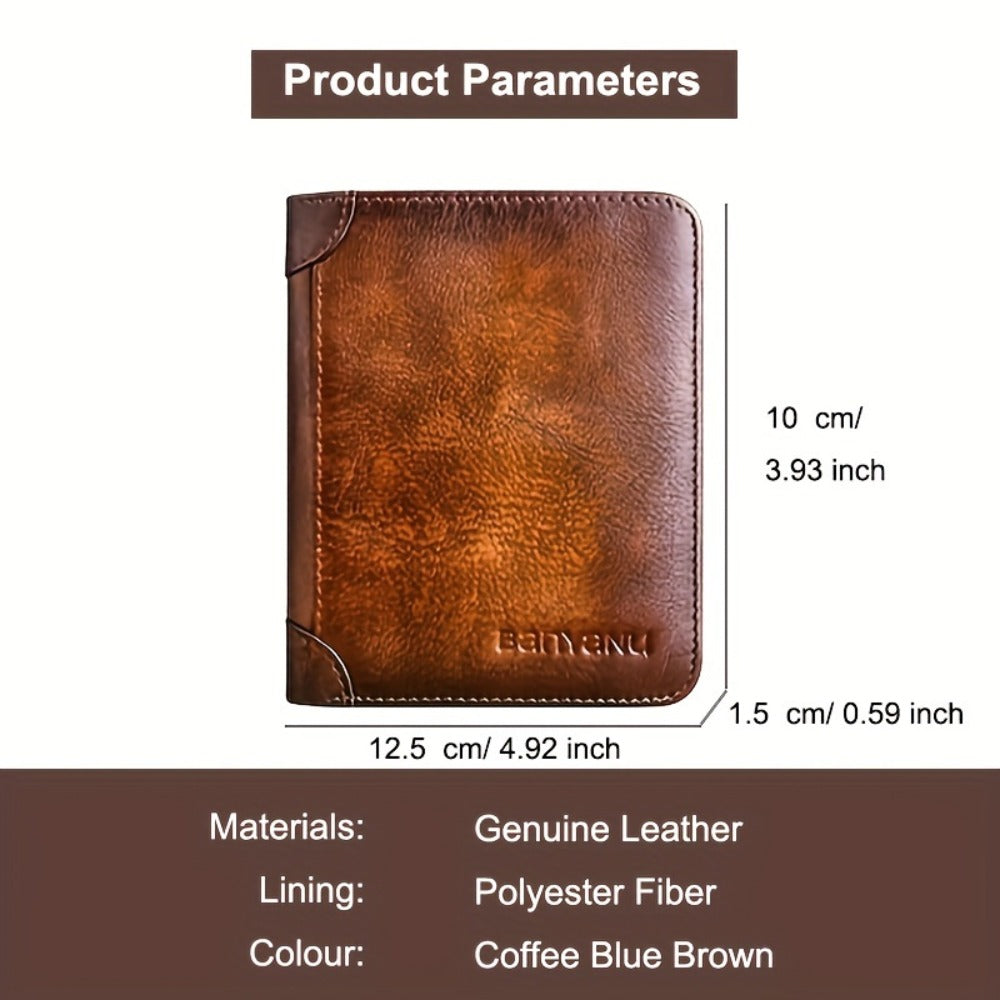 [BANYANU] Premium Wallet for Men, Men'S Wallet, RFID Blocking Trifold/Bifold Genuine Leather, Minimalist Credit Card Holder, Perfect Men'S Gift