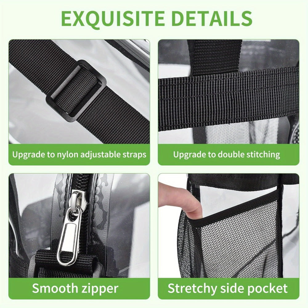 1pc Clear Bag for Stadium Events Clear Lunch Bag for Work PVC Plastic Transparent Lunch Box for Women Men Adult with Shoulder Strap Handle Clear Snack Tote Bag for Travel Sporting Events - Clear
