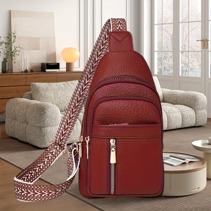 Women's High Quality Synthetic Leather Crossbody Bag with RFID Blocking - Adjustable Chain Strap & Multipocket Organizer Suitable for Travel,, Daily Use - Lightweight Slung Bag with Zipper Closure & (RFID Blocking)