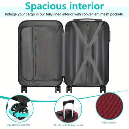 20" Carry On Luggage and 14" Mini Cosmetic Cases Travel Set Lightweight ABS Suitcase with Lock, Hardside Luggage with Spinner Wheels 2pcs Set Carry On Bag for Airplanes