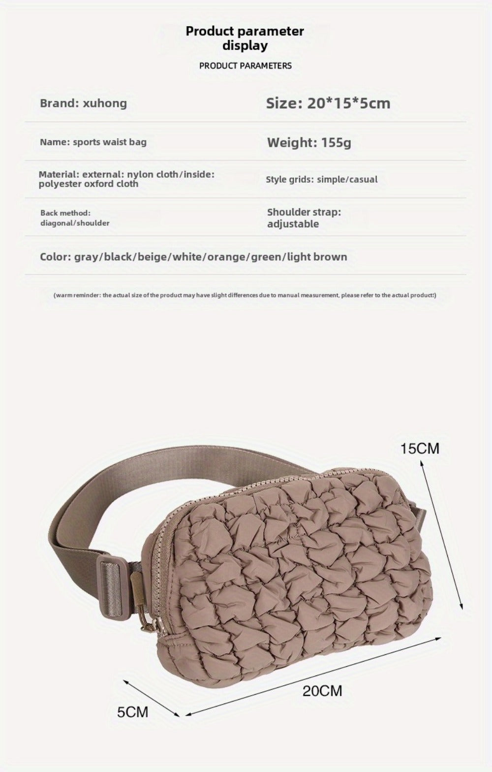 Waist Bag – 7 Colors, Quilted, for Everyday Use | Bag Vero – detail view 27