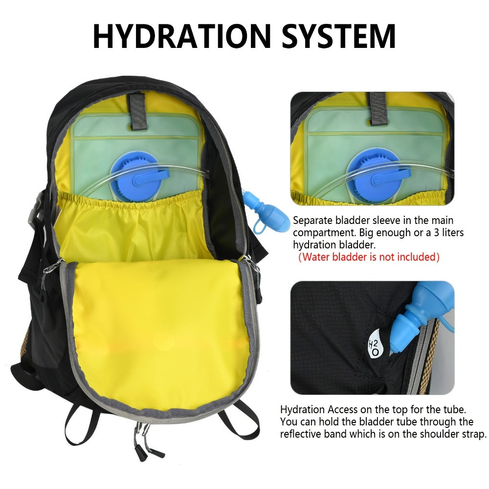 Men Women Hiking Backpack, Outdoor Camping Rucksack, 5.28gal Daypack with Rain Cover, Lightweight Travel Bag Durable for Weekend Getaway, Casual Daypack for Cycling Camping Running