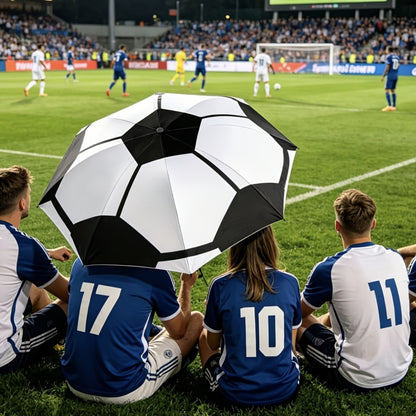 This New Folding Umbrella Features A Large Soccer Ball Print. It'S An Essential Umbrella For Soccer Enthusiasts, Portable, And Suitable For All Seasons. It'S A Casual Outdoor Accessory And A Must-have For The Home.