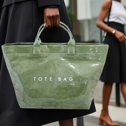 Women'S Tote Bags Lightweight Dupont Fabric, Double Layer, Durable Handle, Ideal For Everyday Use Classic Solid Color Handbag PVC Fashion Bag