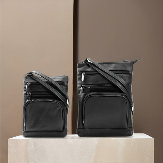 Genuine Leather Shoulder Bag, Adjustable Shoulder Strap Messenger Bag, Fashionable Handheld Design, Multifunctional Smartphone Storage Bag