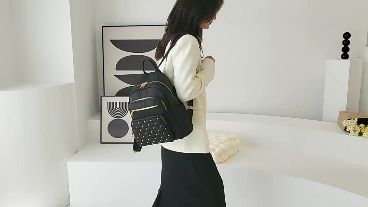 Autumn & Winter Casual Women's Backpack - Versatile Stylish Bag with Rivet Design + Multi-Pockets + Large Capacity + Adjustable Straps, Ideal for Work, Shopping & Travel, Top Holiday Gift Choice