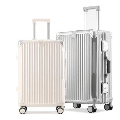 Multifunctional Aluminum Alloy Frame Suitcase, ABS+PC Material Suitcase, Scratch-resistant And Wear-resistant. Foldable Cup Holder And Side Stand Foot Hook, TSA Customs Password Lock. Universal Wheel, Internal Compartment And Compression Belt Design