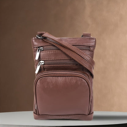 Genuine Leather Shoulder Bag, Adjustable Shoulder Strap Messenger Bag, Fashionable Handheld Design, Multifunctional Smartphone Storage Bag