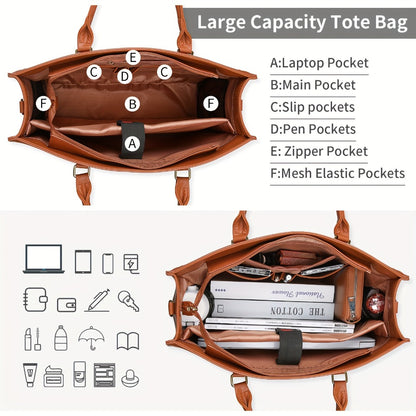 NUBILY Women's High Quality Laptop Tote Bag Compatible for 15.6-inch Laptop, Lightweight Computer Briefcase with Adjustable Strap, Large Capacity Handbag for Travel, - Stylish & Professional for a day/NUBILY Laptop Bag for Women 15.6-inch, High