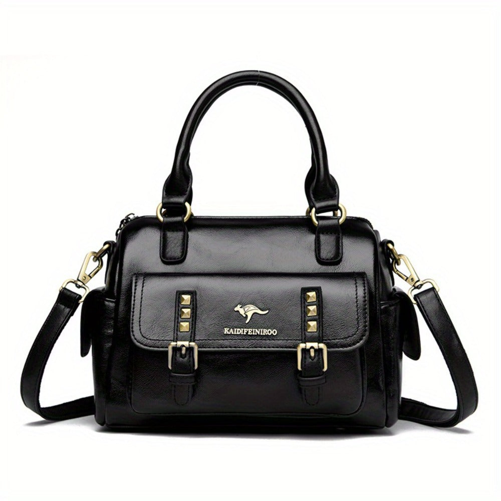 Women's Large Capacity PU Handbag & Crossbody Bag with Multi-Layer Pockets - Retro Style Handbags Suitable for Travel,, Shopping - Burgundy// - Zipper Closure & - Ideal Gift