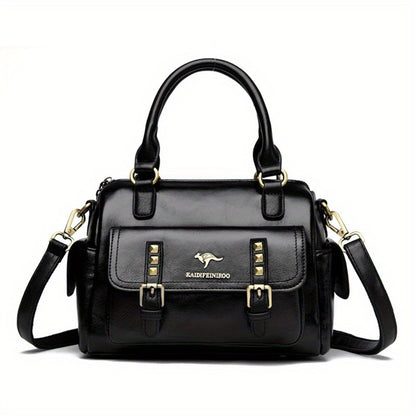 Women's Large Capacity PU Handbag & Crossbody Bag with Multi-Layer Pockets - Retro Style Handbags Suitable for Travel,, Shopping - Burgundy// - Zipper Closure & - Ideal Gift