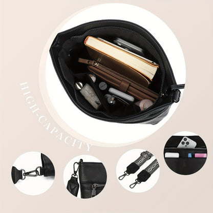 2025 New Fashion Large Capacity Retro Simple Solid Color PU Shoulder Bag Casual Daily Commuting Light Travel Practical Storage Ladies Single Shoulder Crossbody