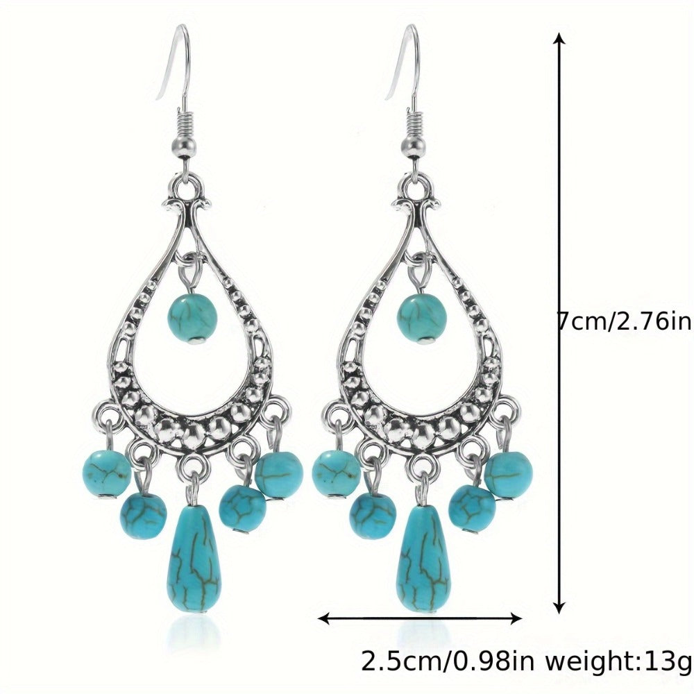 [Western-style Jewelry Set] 10pcs Western-style Jewelry Gift Set for Women | Hat, Fringed Crossbody Bag, Single-shoulder Bag, Wallet, Turquoise Imitation Necklace, Bracelet And Earrings - Suitable for Daily Vacation And Travel
