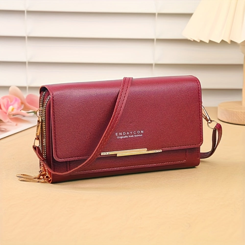 Ladies Multi-Zip Crossbody Bag with Removable Shoulder Strap - Synthetic Multi-Compartment Phone Bag/Wallet/Shoulder Bag, Large Capacity Layered Handbag, Suitable for Daily Use, Compatible with Smartphones And Cards (Casual & Professional)