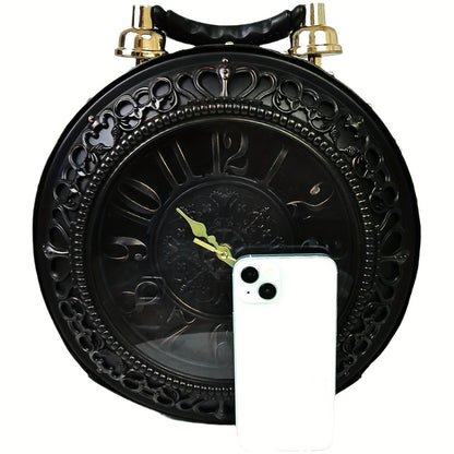 Women's Retro Steampunk Handbag with Clock Face - Battery- Crossbody Bag, / Suitable for Outfits, Themed Events & Daily Use, Zipper Closure Shoulder Purse,