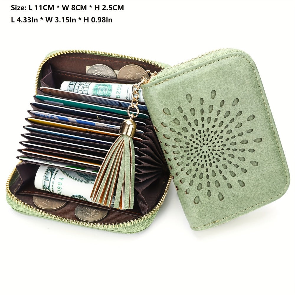 Halloween RFID Credit Card Holder Sunflower Style Zipper Card Case Small Wallets for Women Ladies Gift, 10 Card Slots, 2 Cash Slots, 2 Small Coin Slots, 1 Clear Frosted Touch ID Window Mothers Day Gift Crossbody