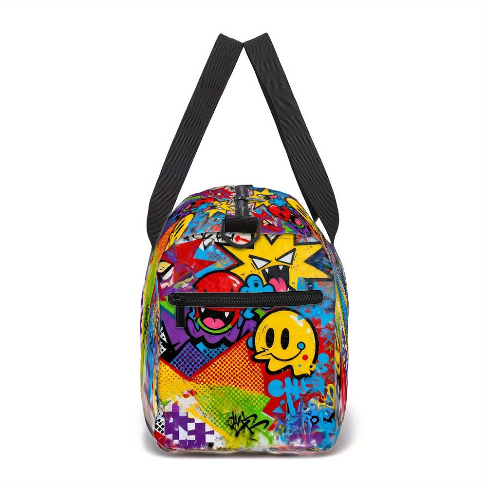 /Generic Unisex Large Gym Bag with Graffiti Print - Durable Polyester Travel Yoga Duffel, Adjustable Strap & Zippered Compartments, Machine Washable Fitness Bag for Gym, Yoga, Airports (Great Gift)