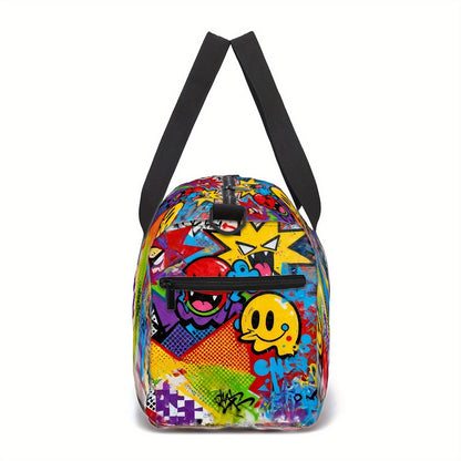 /Generic Unisex Large Gym Bag with Graffiti Print - Durable Polyester Travel Yoga Duffel, Adjustable Strap & Zippered Compartments, Machine Washable Fitness Bag for Gym, Yoga, Airports (Great Gift)