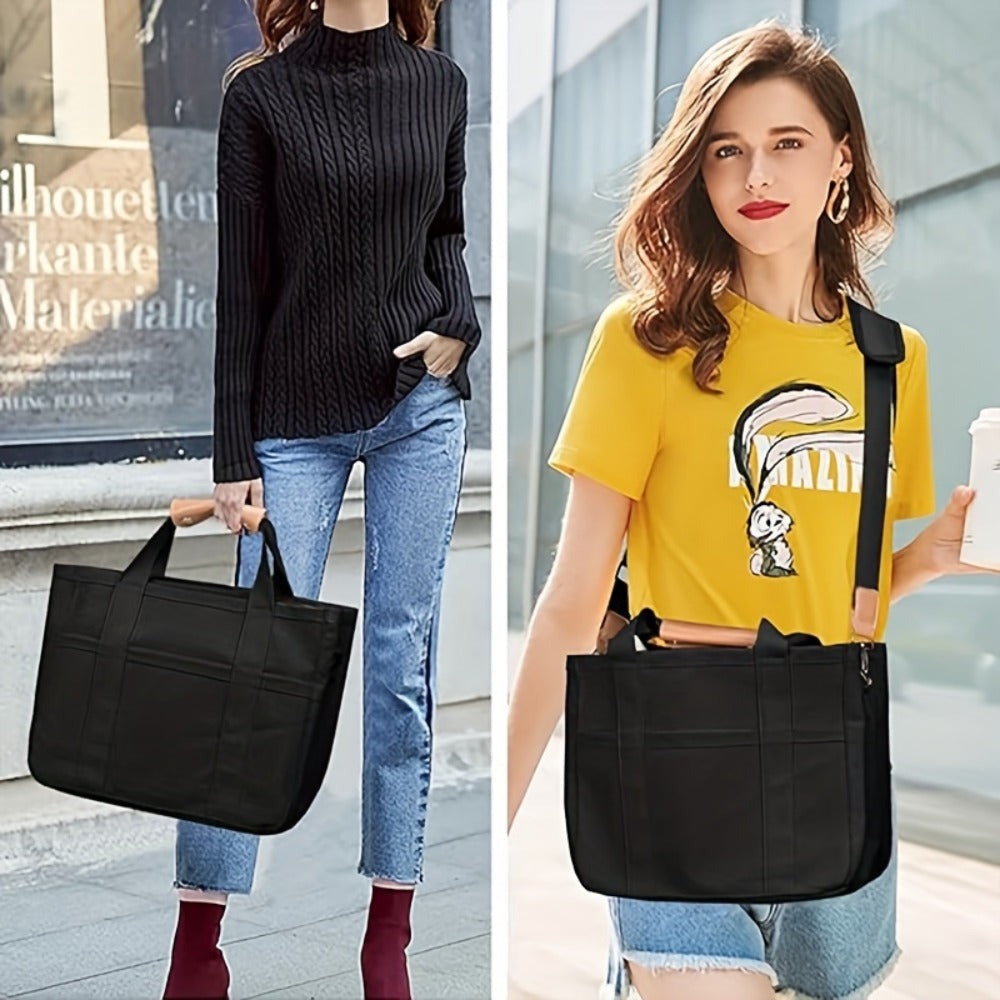 Tote Bag with Multi-Pocket Large Crossbody Shoulder Handbag Everything Tote Bag with Compartments