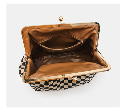 [Holiday Gifts] Affordable Luxury Niche Clasp Bags, Checkered Evening Clutches, Spacious Tote Bags, Shoulder Bags, Women's Handbags, Holiday Gifts, Birthday Gifts